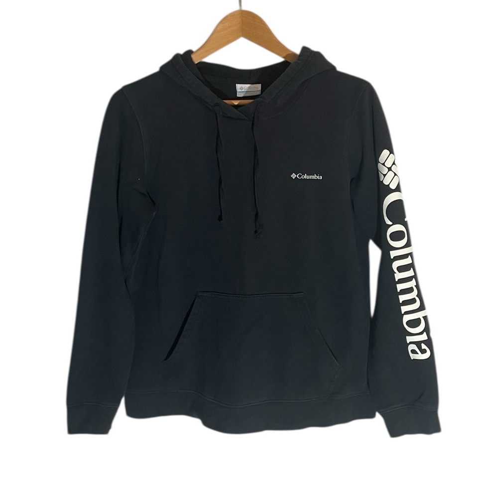 Y4- Women’s Small Columbia Black Logo-Sleeve Hooded Sweatshirt